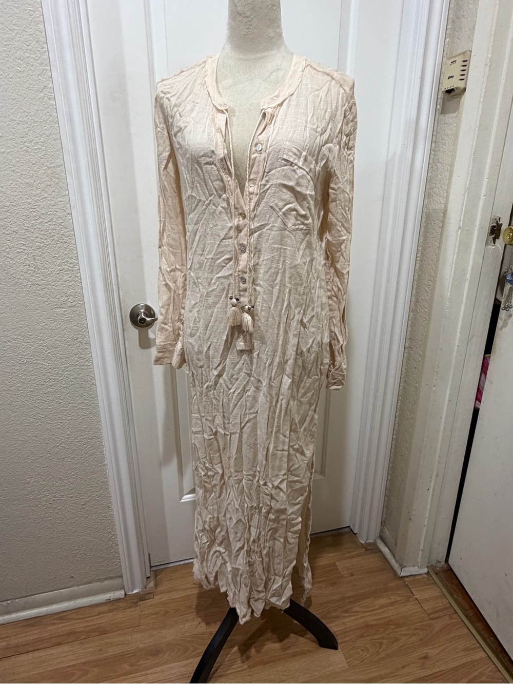 Free People Knock Him Down Maxi Dress Size s gauzy distressed